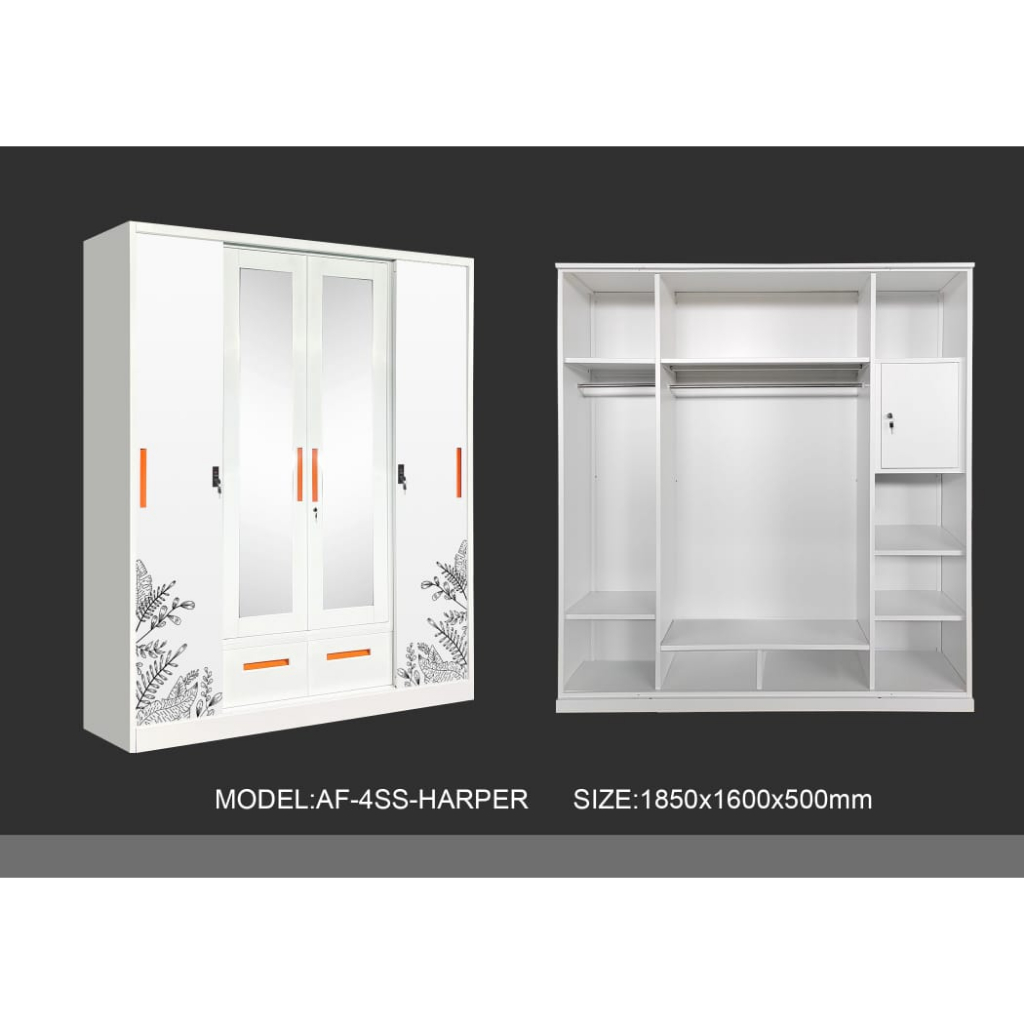 PROMO LEMARI BESI 4 pintu Double Gantungan