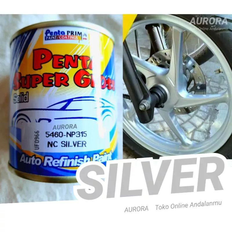 Cat Penta Super Gloss NC Silver Solid 200ml 200cc seperempat   | sepeda motor mobil duco duko diko k