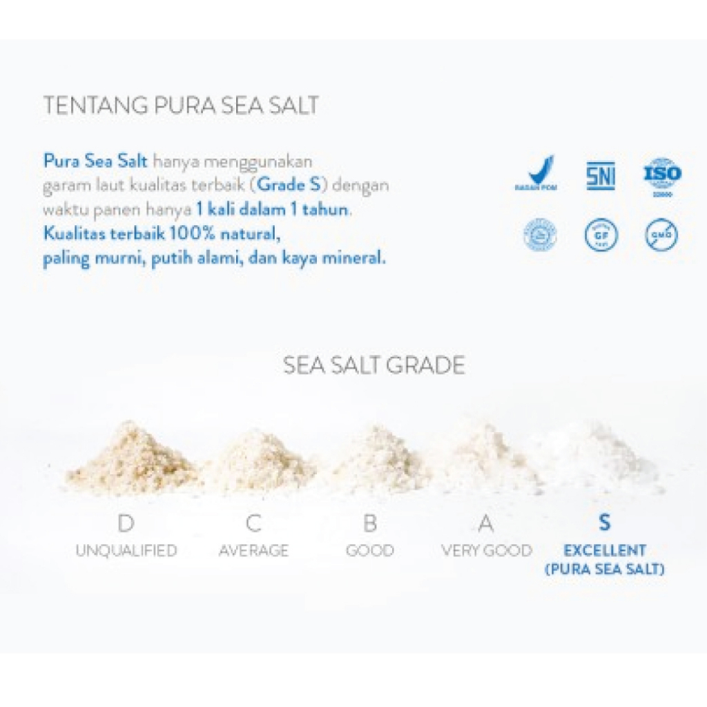 

RB PURA Purest Sea Salt Fine Coarse / Garam Laut Organik Murni Natural
