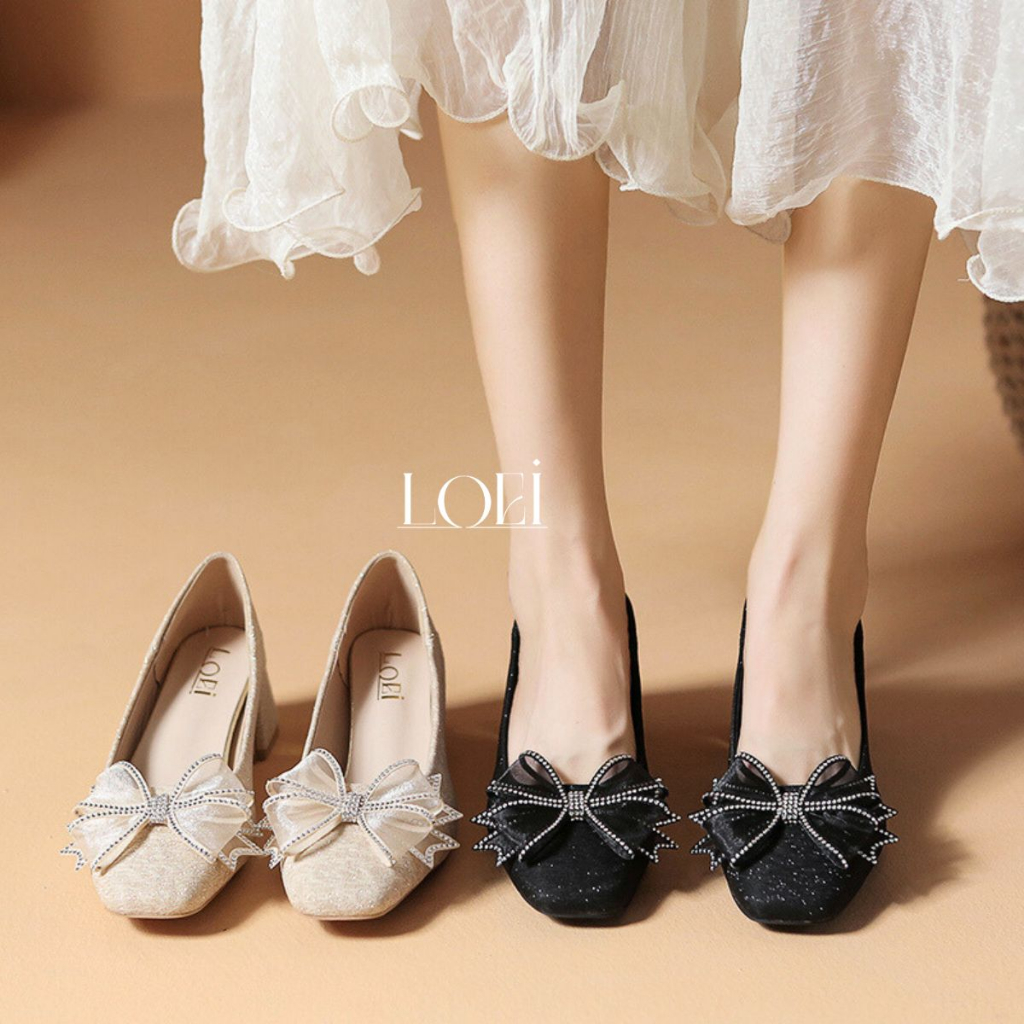hot sale loei sohee sepatu wanita high heels sepatu hak tahu pita glitter pump shoes korea style