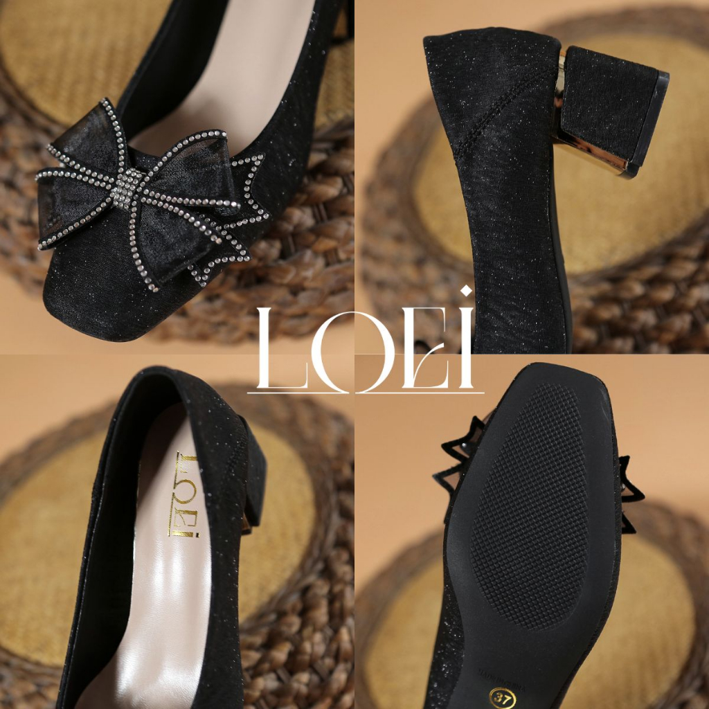 bestpromo loei sohee sepatu wanita high heels sepatu hak tahu pita glitter pump shoes korea style