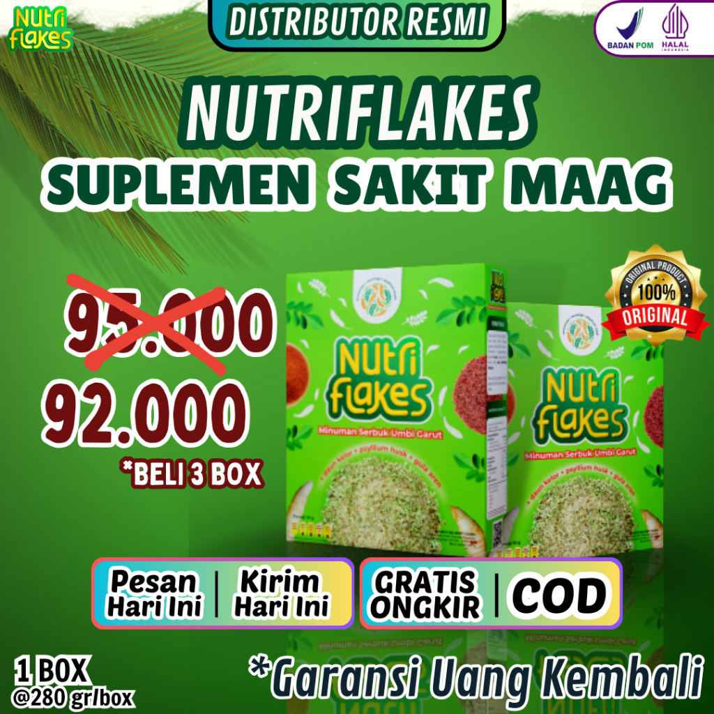 

Nutriflakes 280 gr Sereal Umbi Garut Obat Maag Mag Asam Lambung Herd Melapisi Luka Lambung Mengatasi Masalah Pencernaan