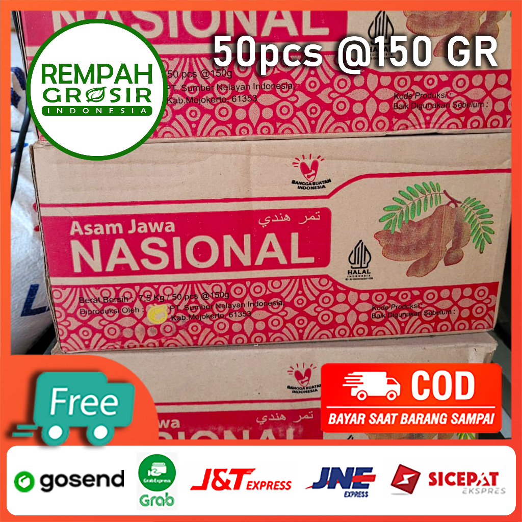 

Asam Jawa Nasional | 1 Dus 7.5Kg | Asem Jawa 1dus 50pcs @ 150gr