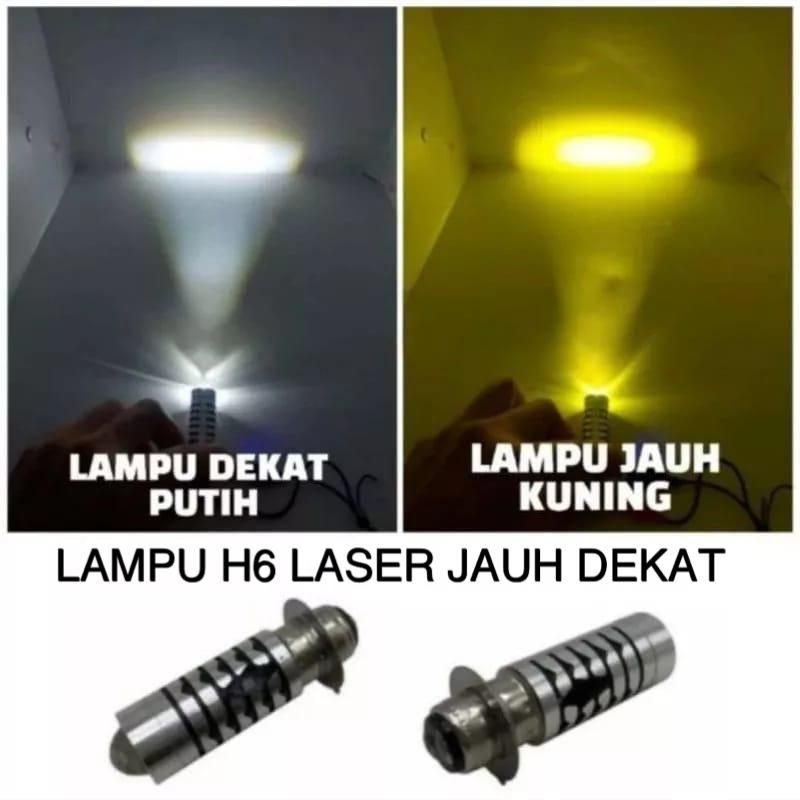 bohlam / lampu depan H6 laser motor motor bebek matic dua warna LED H6 super terang universal