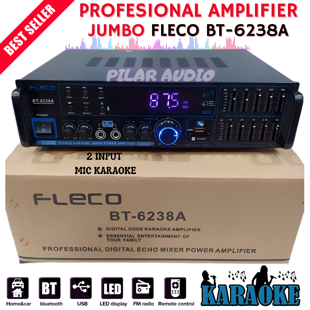 Amplifier Sunbuck Bluetooth Audio FLECO BT-8678/6238A - Amplifier FLECO BT8628/6238A 2 Input Mic + E