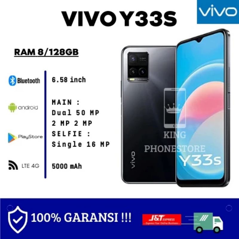 Hp Vivo Y33s Ram 8/128 GB smartphone Baru 100% ORI BERGARANSI 1 TAHUN