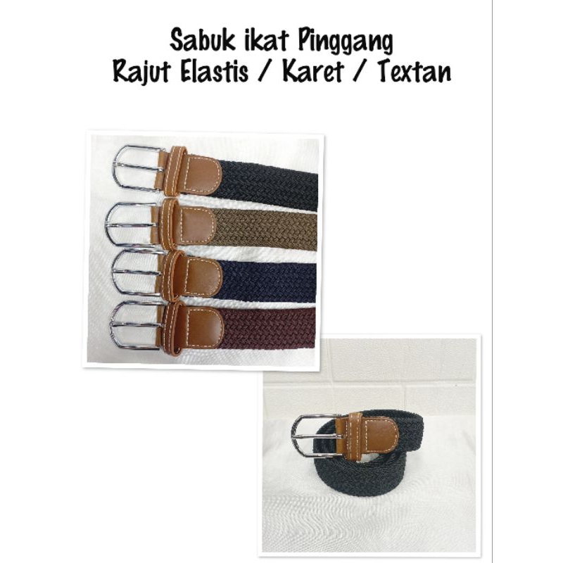 Sabuk Ikat Pinggang Pria & Wanita Rajut Elastis / Karet