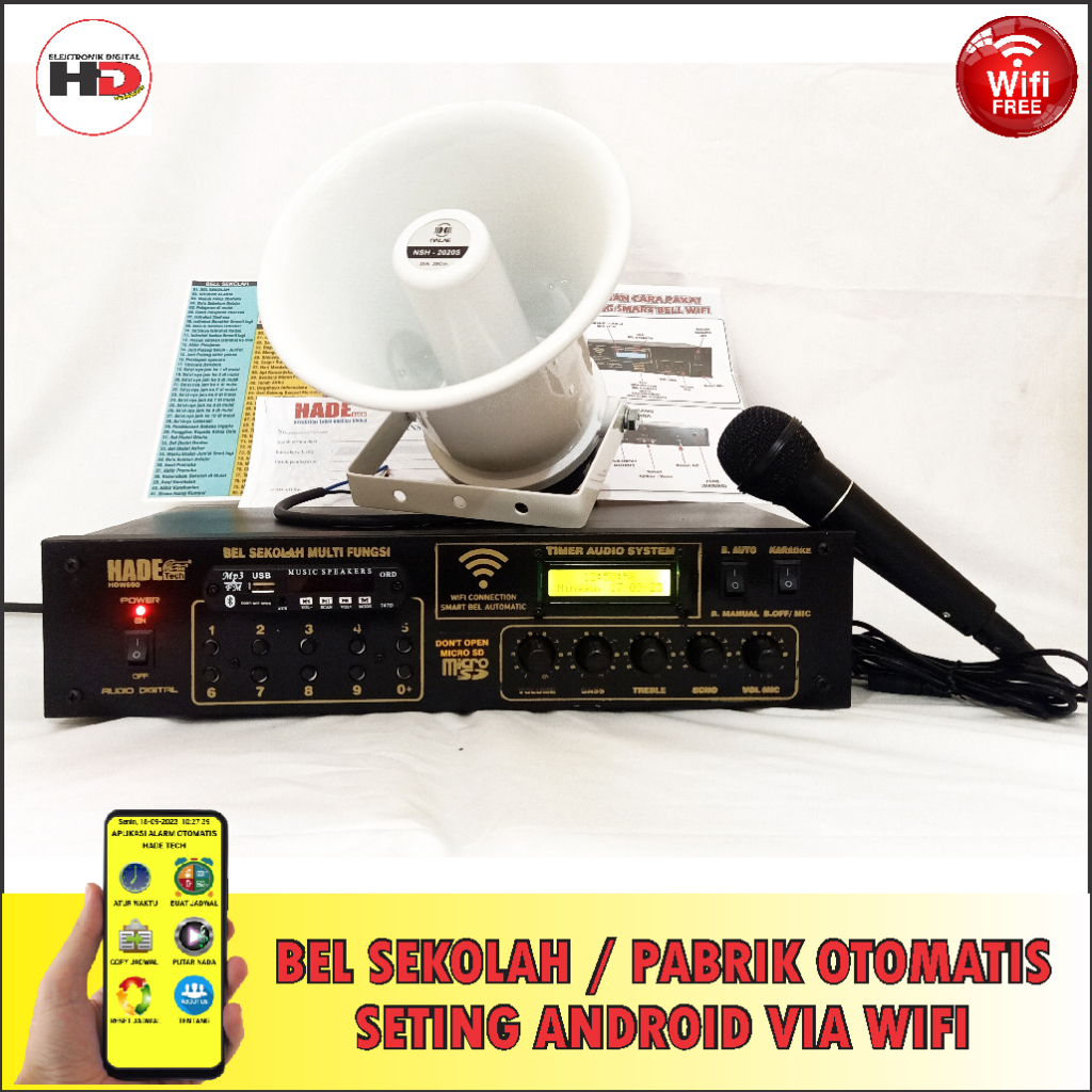 BEL SEKOLAH MANUAL DAN OTOMATIS WIFI 1 SPEAKER LENGKAP