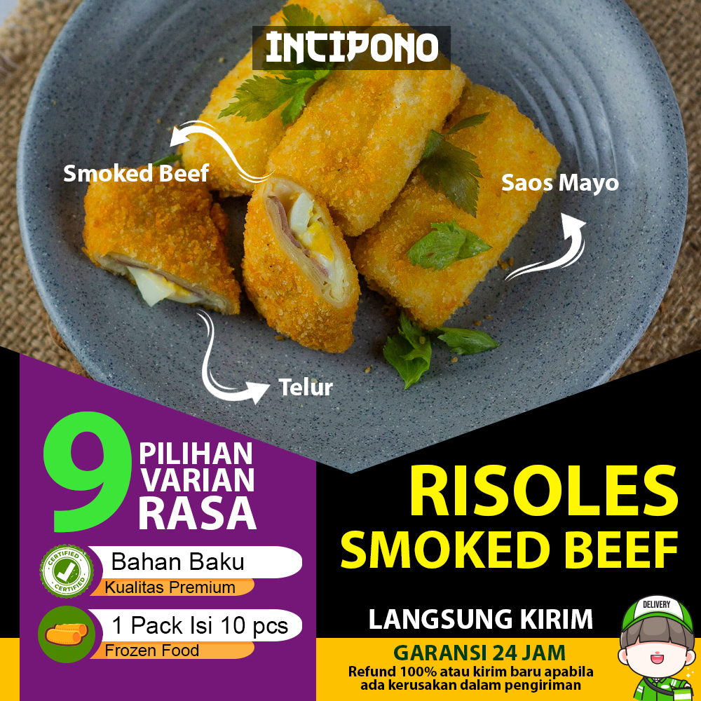 Incipono Risol Smoked Beef Mayo Frozen 1 Pack Isi 10 Pcs Risoles Daging Frozen Food Halal Premium