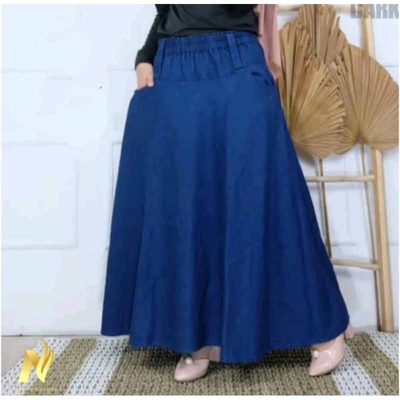 Rok Jeans Payung, Rok Jeans Panjang Muslimah