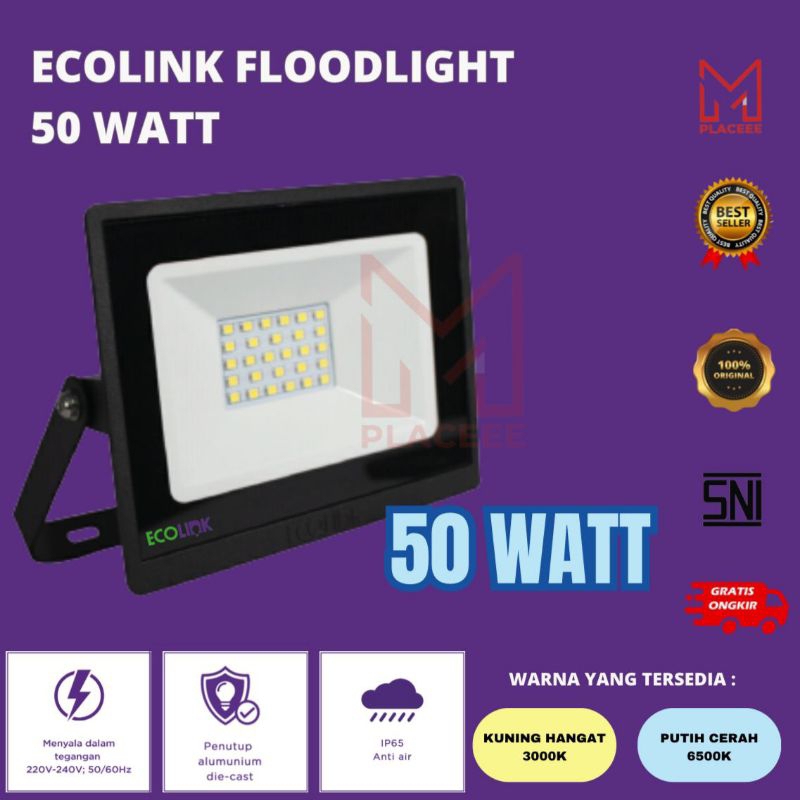 Lampu LED sorot Ecolink Floodlight 50 Watt