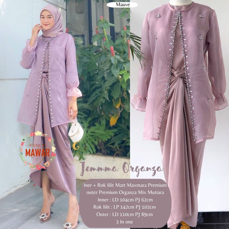 Baju kondangan one set jemma Organza kebaya wisuda,baju brismaid
