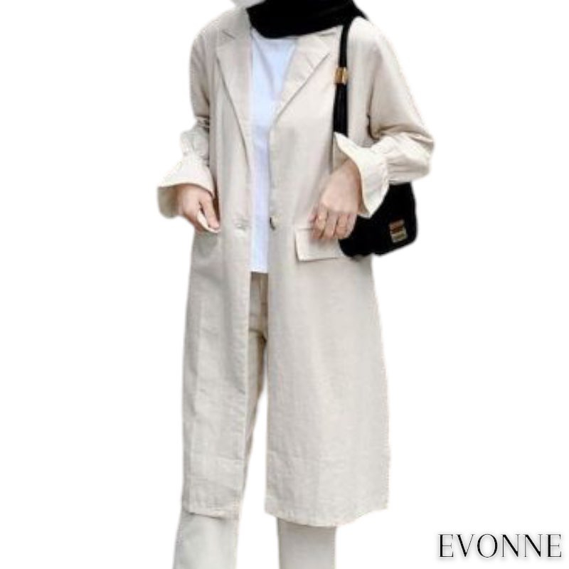 EVONNE Zora Long Blazer Wanita Lengan Panjang Outer Blazer Kantor Premium Oversize E-274