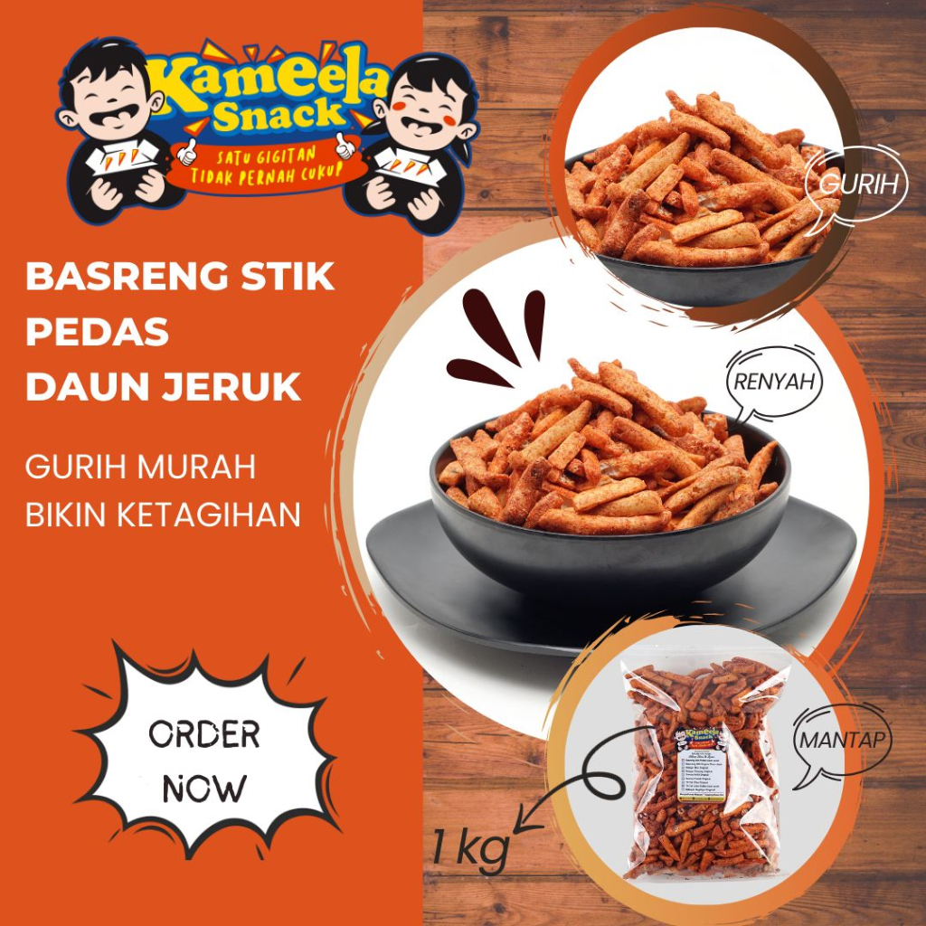 

Kameela Snack Basreng Stik Pdas Daun Jeruk 1kg