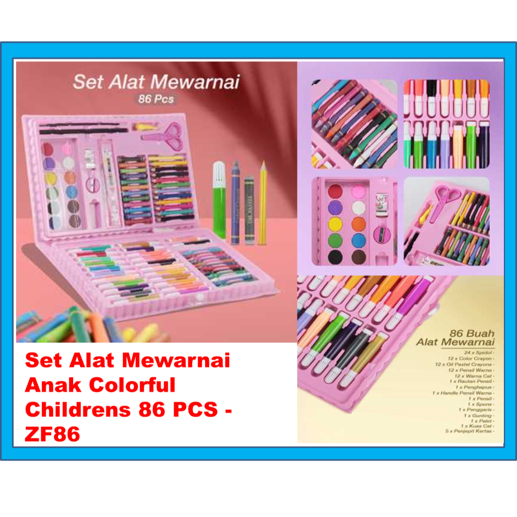 

TERLARIS! Drawing Set 86 Pcs Oil Pastel Crayon 86 IN 1 Set Krayon Mewarnai dan Melukis Lengkap dengan Cat Air Alat Mewarnai Anak ZFK Set Alat Mewarnai Anak Colorful Childrens 86 PCS - ZF86