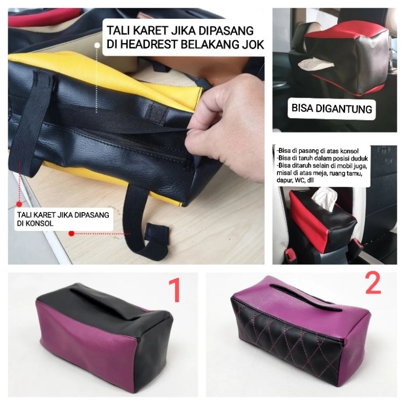 SARUNG KOTAK COVER BOX TISU TISSU TISUE TISSUE KULIT GANTUNG JOK KURSI MOBIL MEJA MAKAN RUANG TAMU D