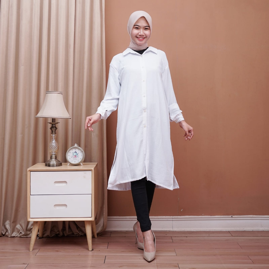 Tunik Oversize Airflow Crincle Wanita Kanaya Tunik Fashion Hijab
