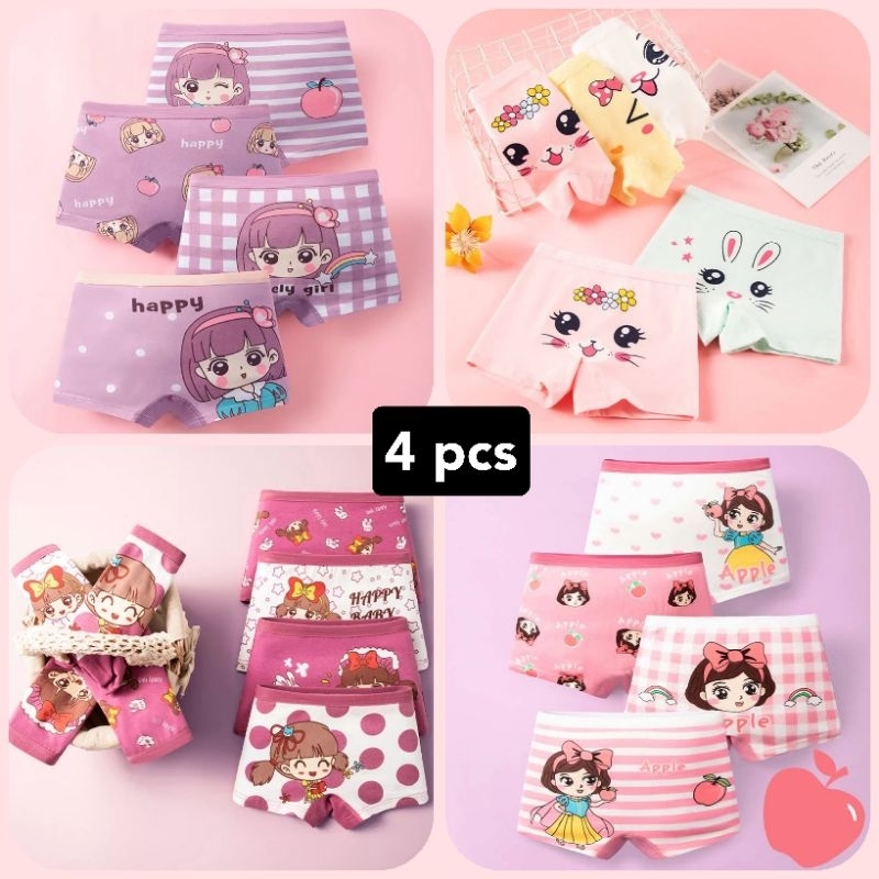 (4 pcs) Celana dalam anak dan remaja perempuan cewek katun murni part 1