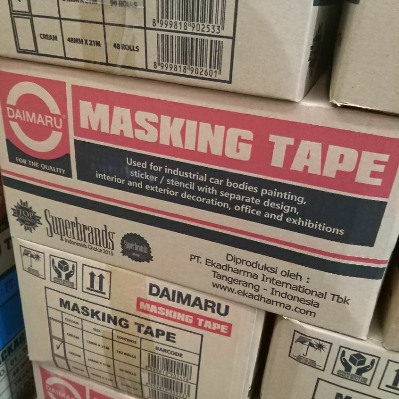

[1 BOX] MASKING TAPE DAIMARU 100% ORIGINAL 24mm x 21m / Lakban kertas daimaru 1 inchi / Lakban cat daimaru (96 roll)