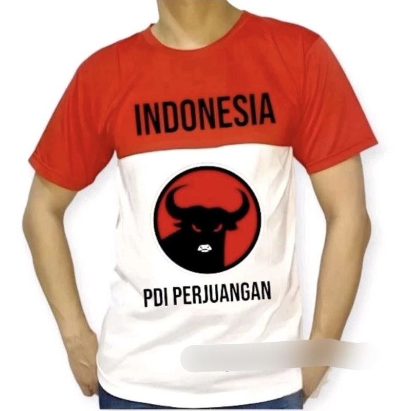 kaos distro.pria bhn cotton halus kombinasi pdi perjuangan