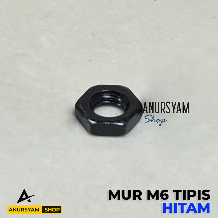 Mur Tipis M6 Hitam | Jam Nut M6 | Mur M6 Tipis