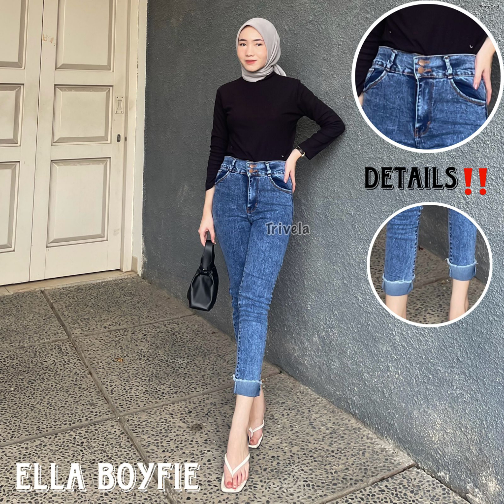 Trendy Celana Jeans Wanita High Waist Terbaru 2026 Celama Lepis Remaja Viral Delana Boyfriend Prmpn 