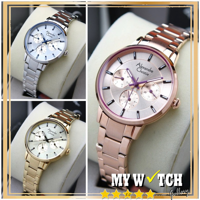 Alexandre Christie / Alexander Cewek AC 2927 BF Jam Tangan Wanita Rantai Anti Air Original 100% Terb