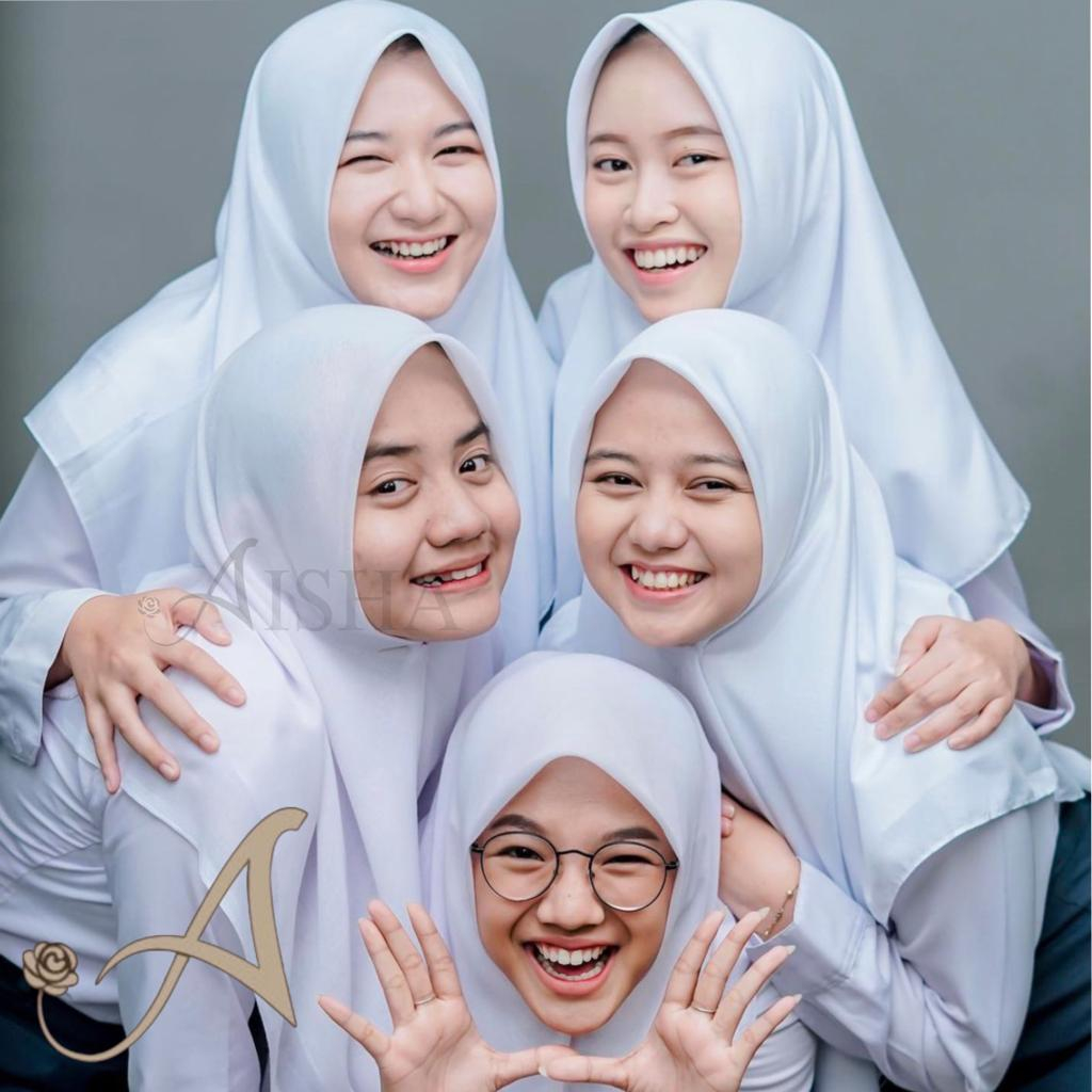 AISHA - PARIS PREMIUM Katun // Paris Premium Voal // Segi Empat Jilbab Paris Polos Kerudung Sekolah