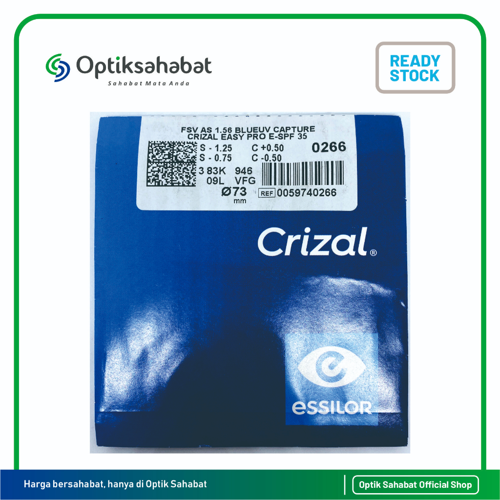 Lensa Essilor Blue UV Capture Original