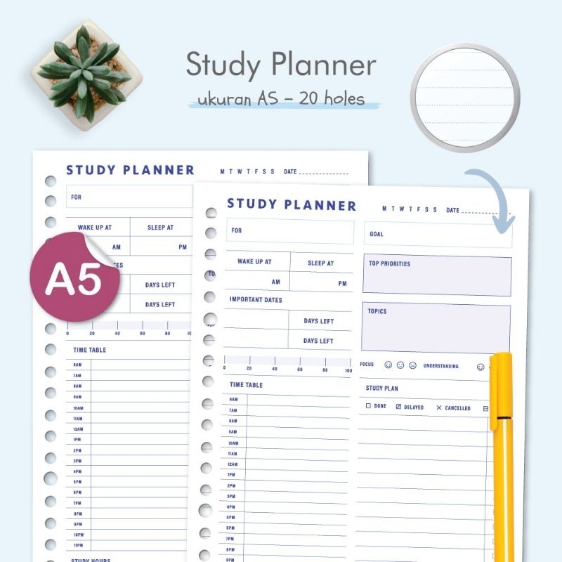 

[READY STOCK] LOOSE LEAF STUDY PLANNER A5 REFILL BINDER A5 STUDY PLANNER 100GSM KERTAS BINDER