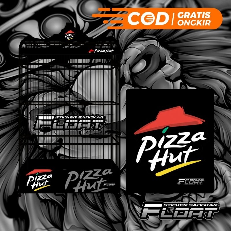 STICKER DECAL SANGKAR KANDANG BURUNG KOTAK REPLIKA GEPENGAN KOHSAN DIAMOND BRO MOTIF PIZZA HUT