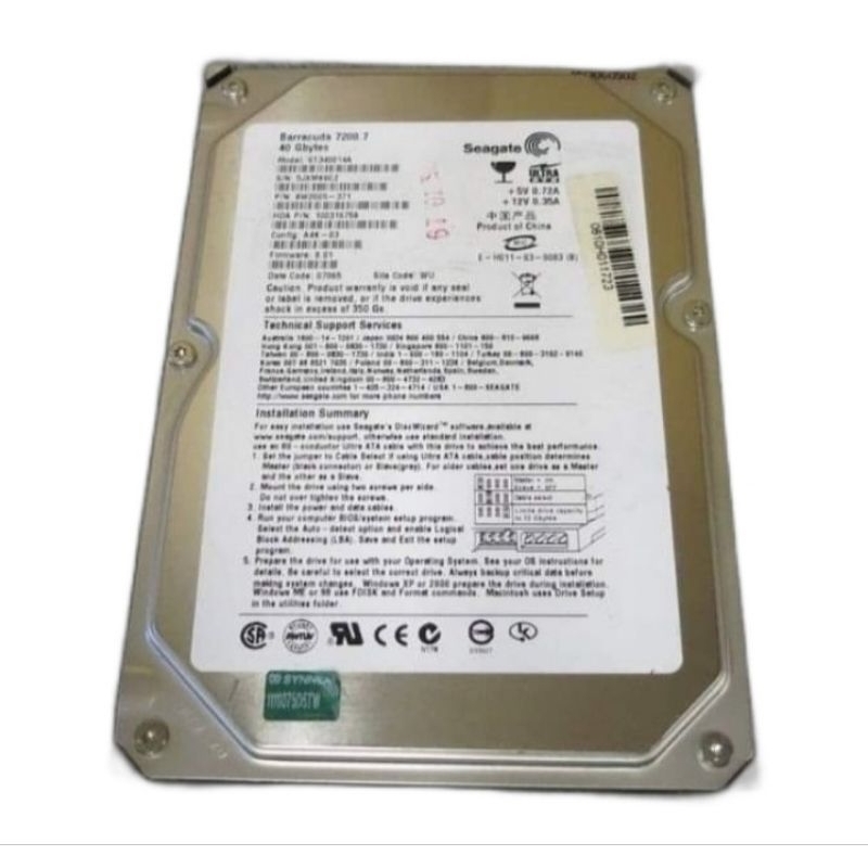 Hardisk xbox klasik 40Gb Seagate ST340014A 9W2005-371 Barracuda 7200.7 40GB 7200RPM 2MB 3.5" ATA-100