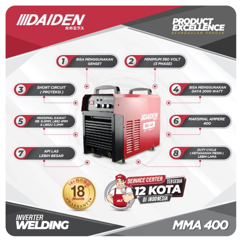 Travo Las Daiden Inverter Welding (Mesin Las) IGBT MMA 400 3 PHASE