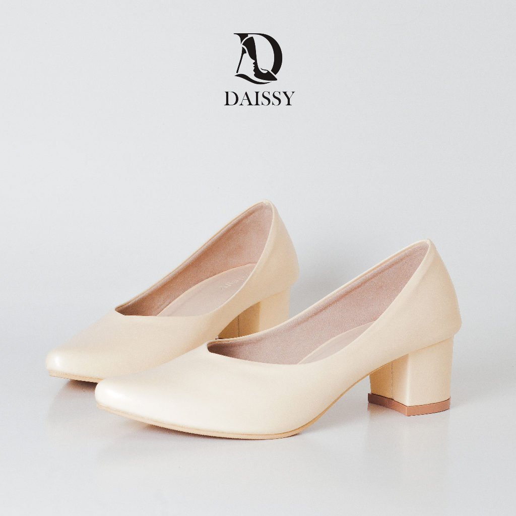 DAISSY - Sepatu pantofel Wanita Kerja Vione Bigsize Jumbo Cream