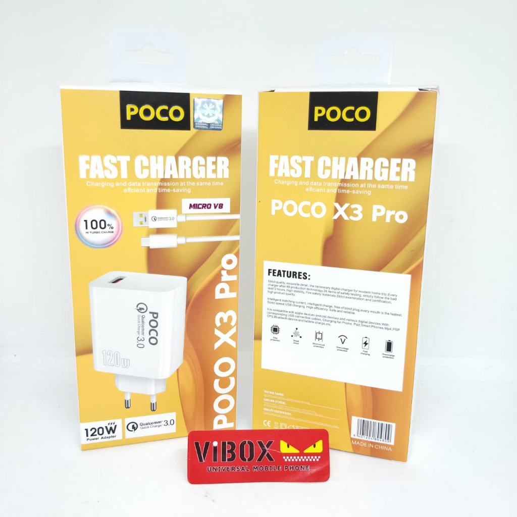 Charger  pocophone poco X3 Pro 5G 120w Support FastCharging qc3.0 kompatible semua hp android smartp