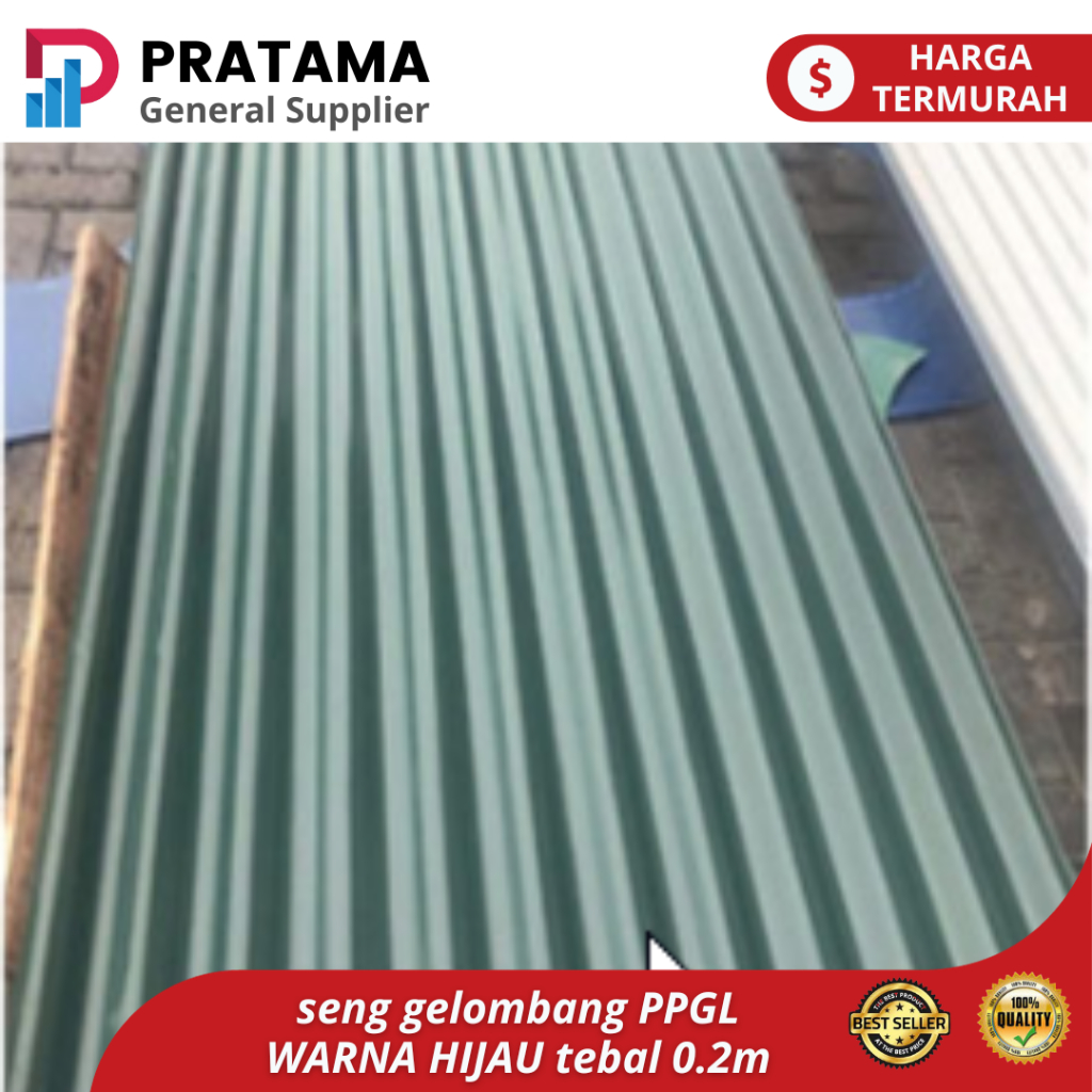 SENG GELOMBANG SNI / atap SENG WARNA PPGL 0.2mm / hijau / surabaya
