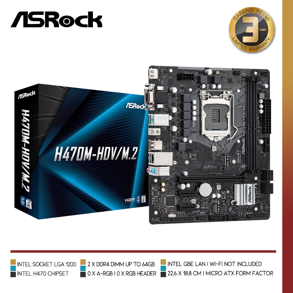 ASROCK H470M-HDV/M.2 | Motherboard Intel H470 LGA 1200 Micro ATX
