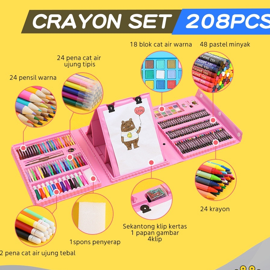 

REALPICT 100%Pensil Warna Crayon Set Isi 208pcs/ Crayon set Macam Warna Cocok Menggambar Mewarnai/Pensil Warna Crayon Set 208 Pcs Alat Menggambar Mewarnai Anak