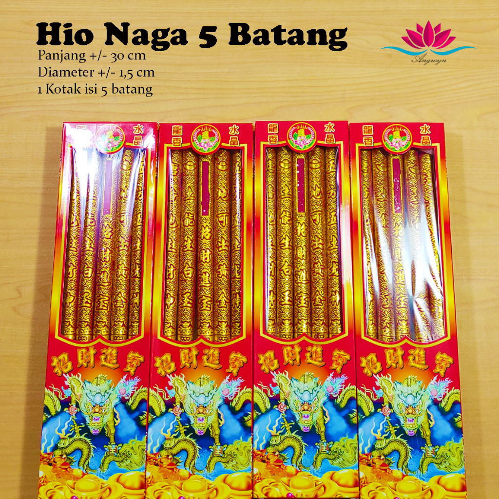 Dupa / Hio Naga Imlek 5 Batang Gambar Naga Emas Timbul