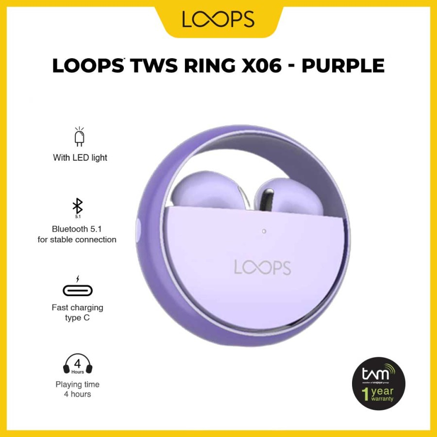 LOOPS TWS Ring X06 TWS Bluetooth - Purple