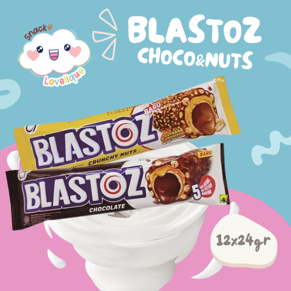 

Blastoz Wafer Roll 24gr 1 BOX Isi 12 pcs All Variant ( Chocolate / Cruchy Nuts )