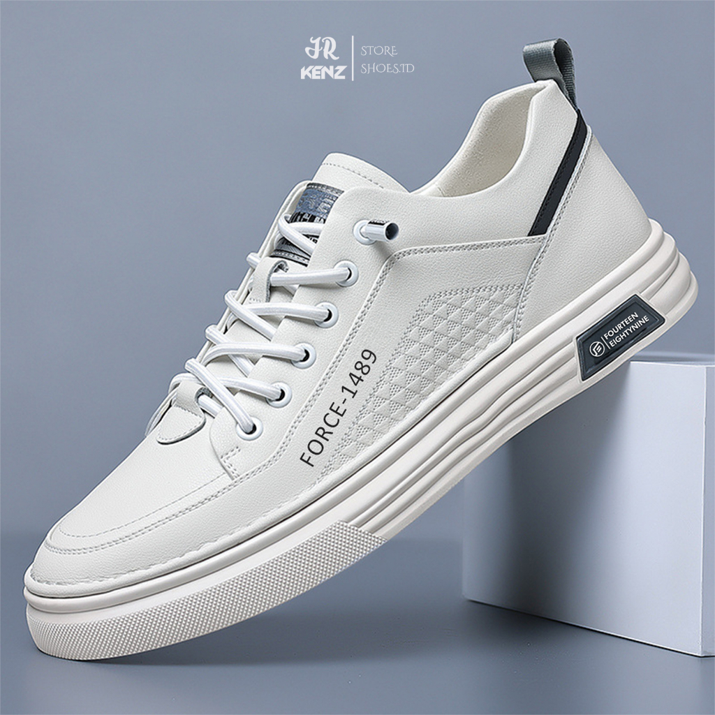 Sepatu pria Casual warna Putih Sneakers cowok keren ori original 100% import bahan Kanvas Knit Kulit