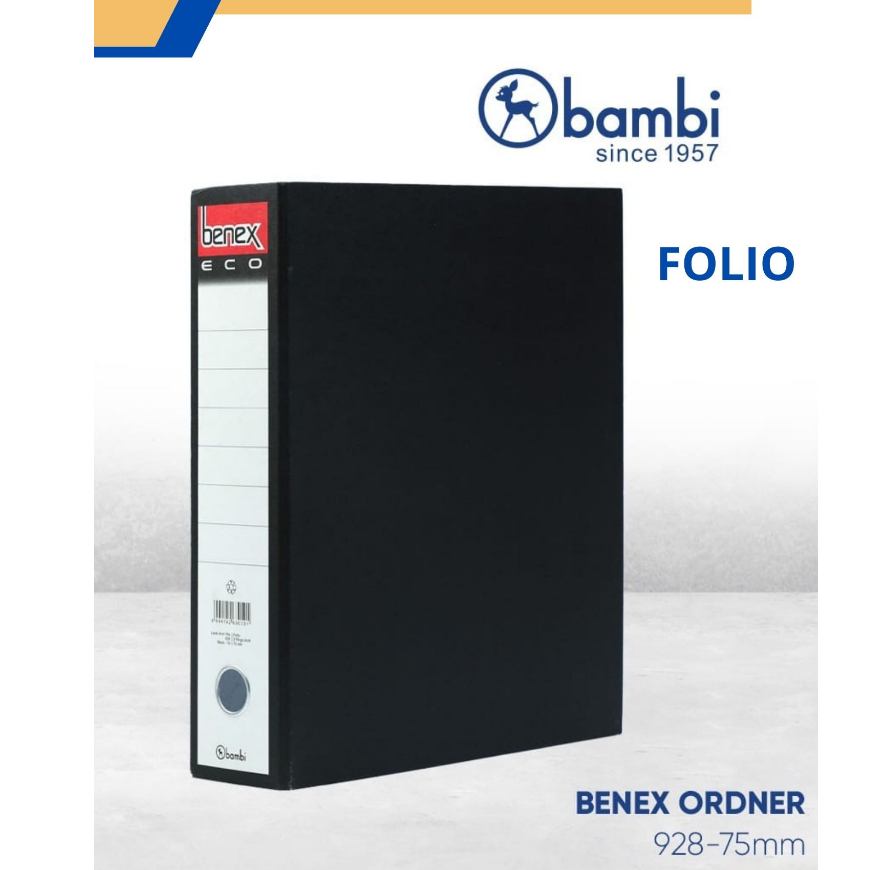 

Odner Folio Benex Eco 928 Hitam / Dus isi 12 pcs / Benex Eco Ordner Folio JUMBO SIZE 75 mm