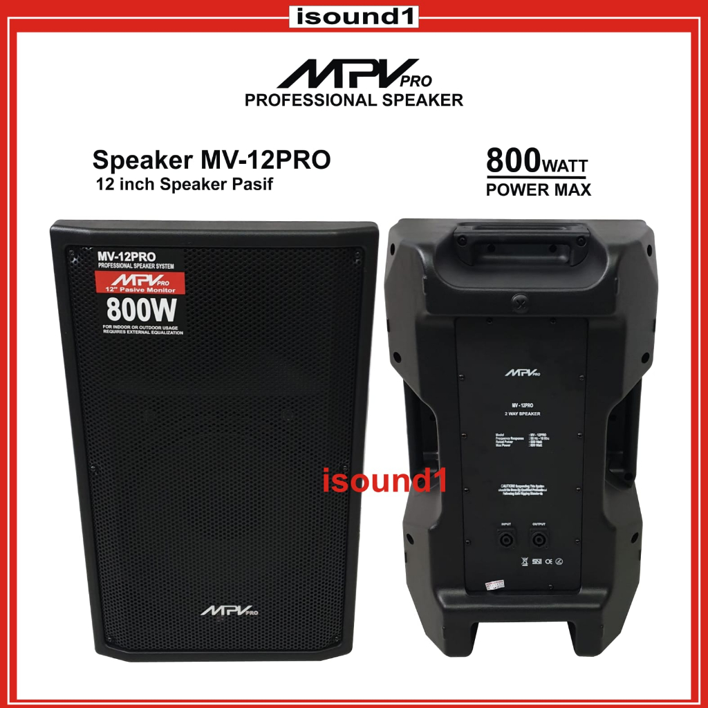 SPEAKER PASIF MPV MV-12PRO 12 INCH 12 IN 12IN ORIGINAL 1 PCS FULL RAM