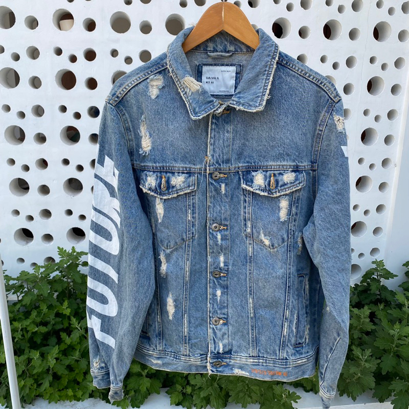 denim jacket zara man ripped