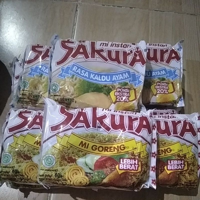 

mie instan sakura rasa kaldu ayam dan mi goreng isi 5bngkus