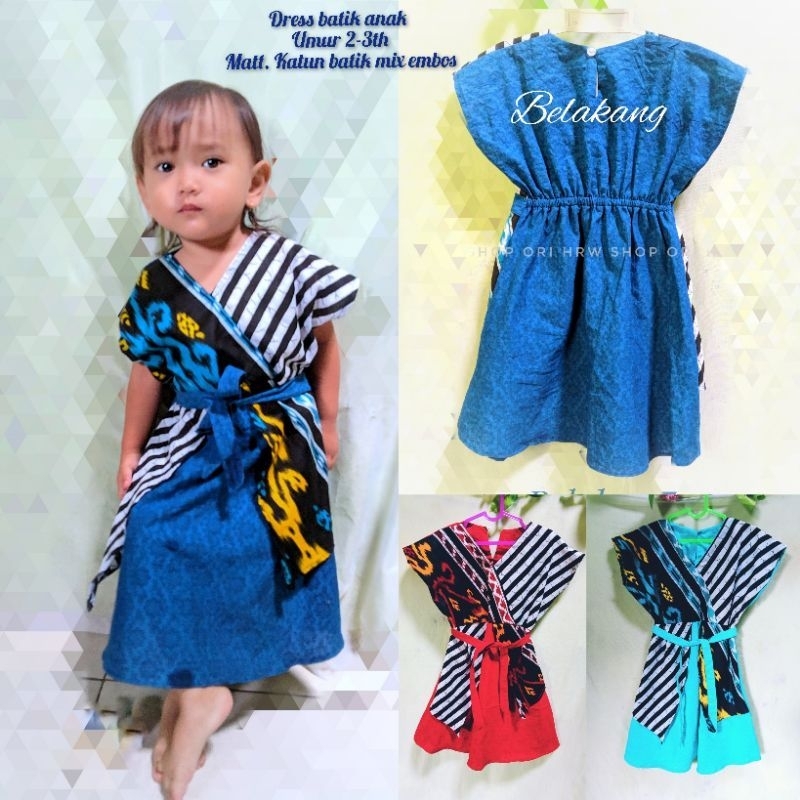 Dress anak batik dress batik anak dress Andin anak baju batik anak perempuan baju anak cewek  dress 