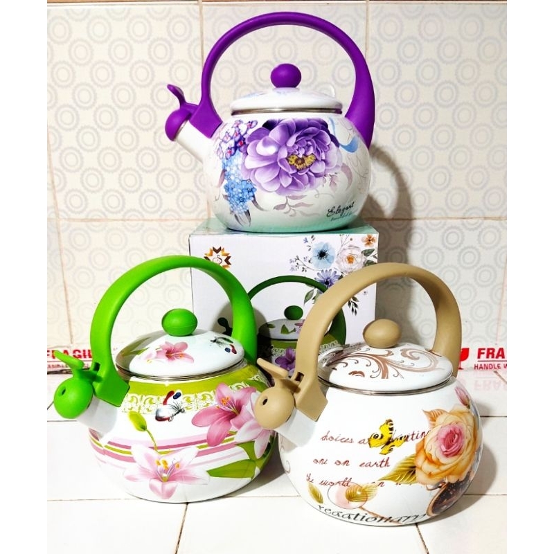 Kettle Enamel Kembang Ukuran 2,2 Liter / Teko enamel / Ceret enamel