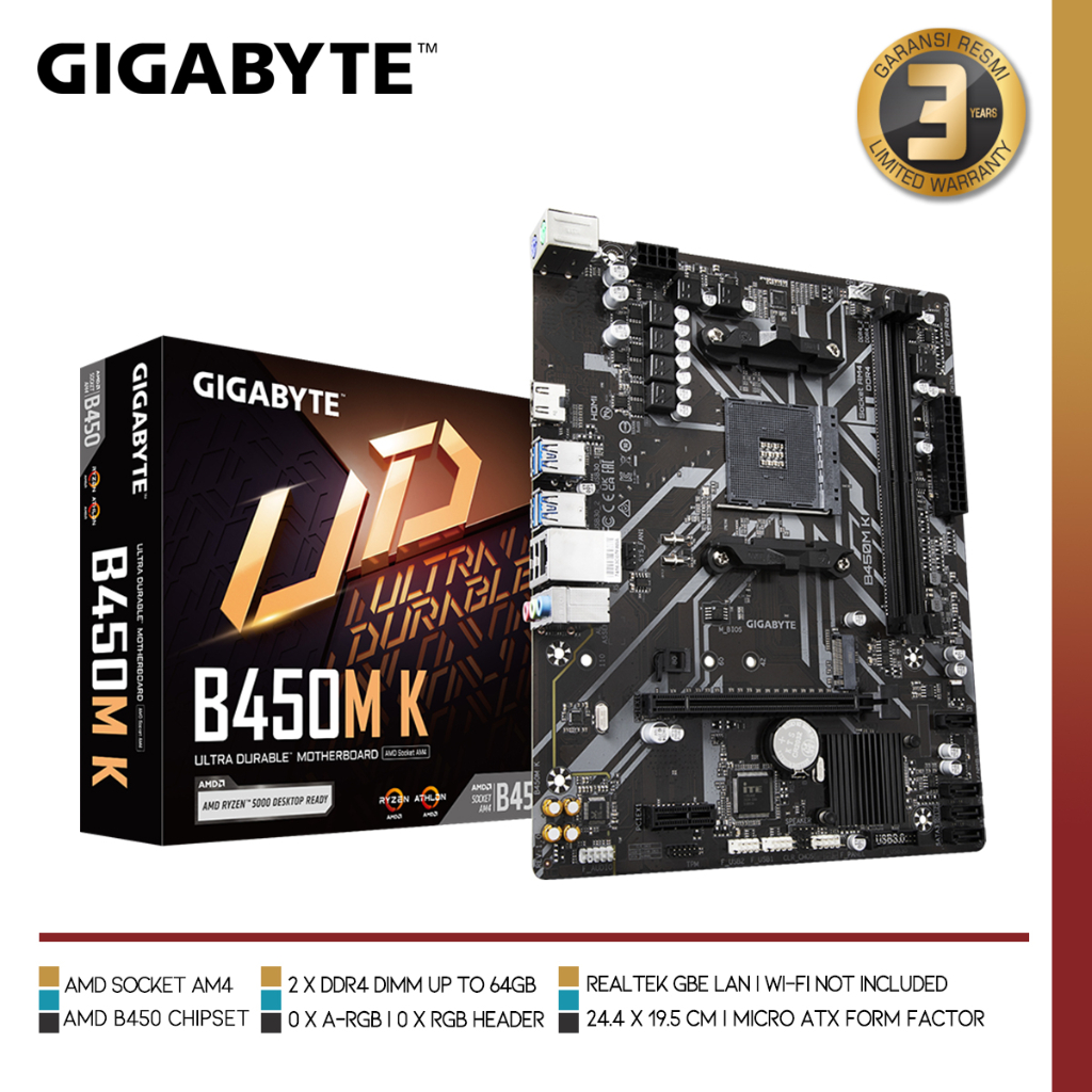 GIGABYTE B450M K | Motherboard AMD B450 AM4 Micro ATX