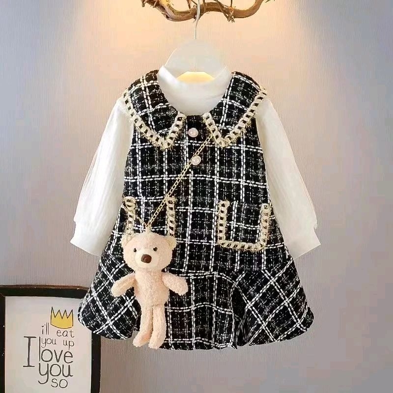 Dress Anak Import + Boneka ( 1-5 tahun) / Dress Bayi Import / Dress Anak Korean Style / Dress Bayi K